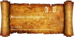 Nováky Benjámin névjegykártya